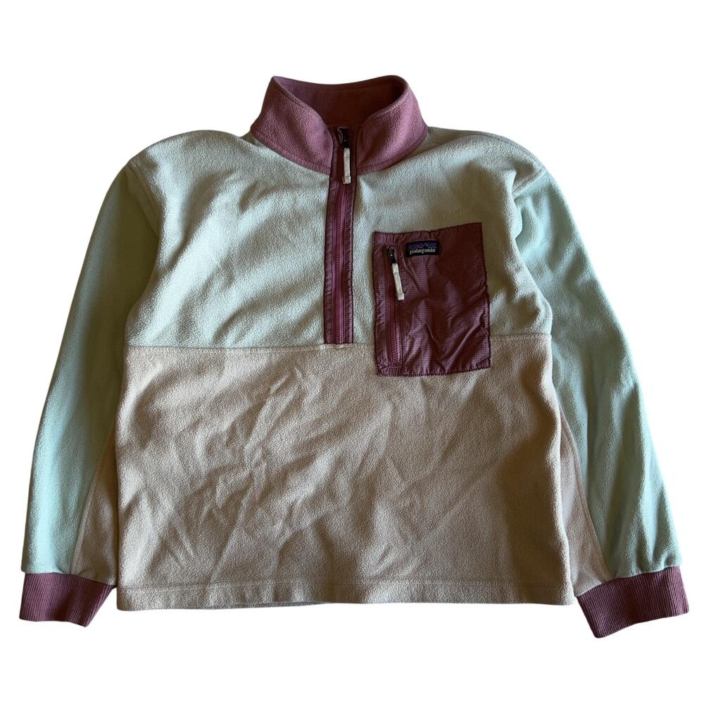 Patagonia Pullover Unisex Kids XL Multicolor Fleece 1/4 Zip Mock Neck Colorblock